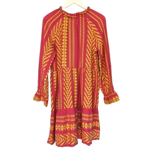 Anthropologie Maeve Dominique Ruffled Tunic Dress Pink Combo Size S NEW - Picture 6 of 15